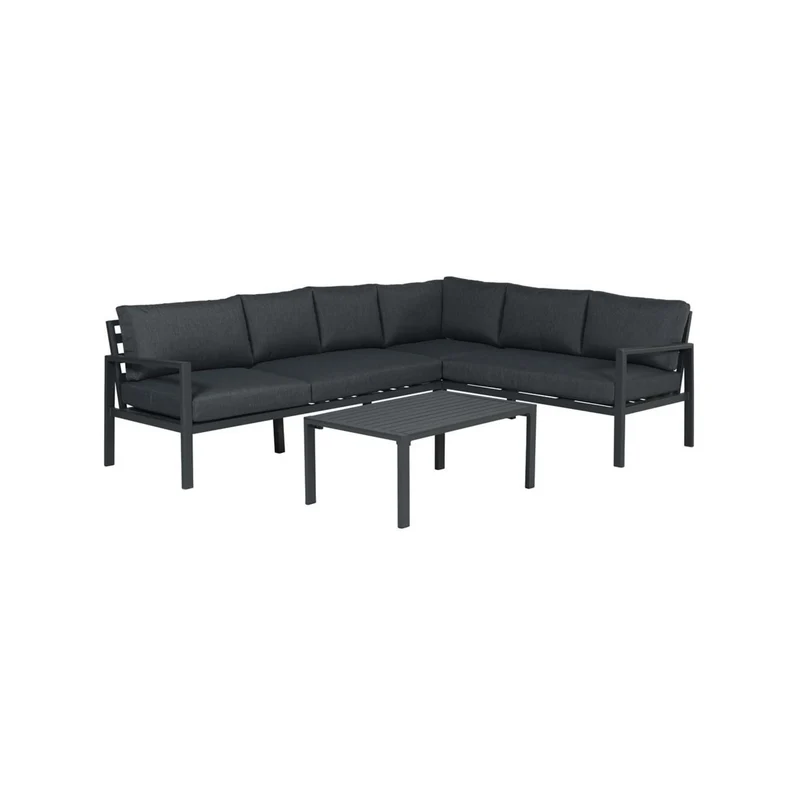 Yorkshire aluminium loungeset - 4-delig - rechts carbon black - reflex black
