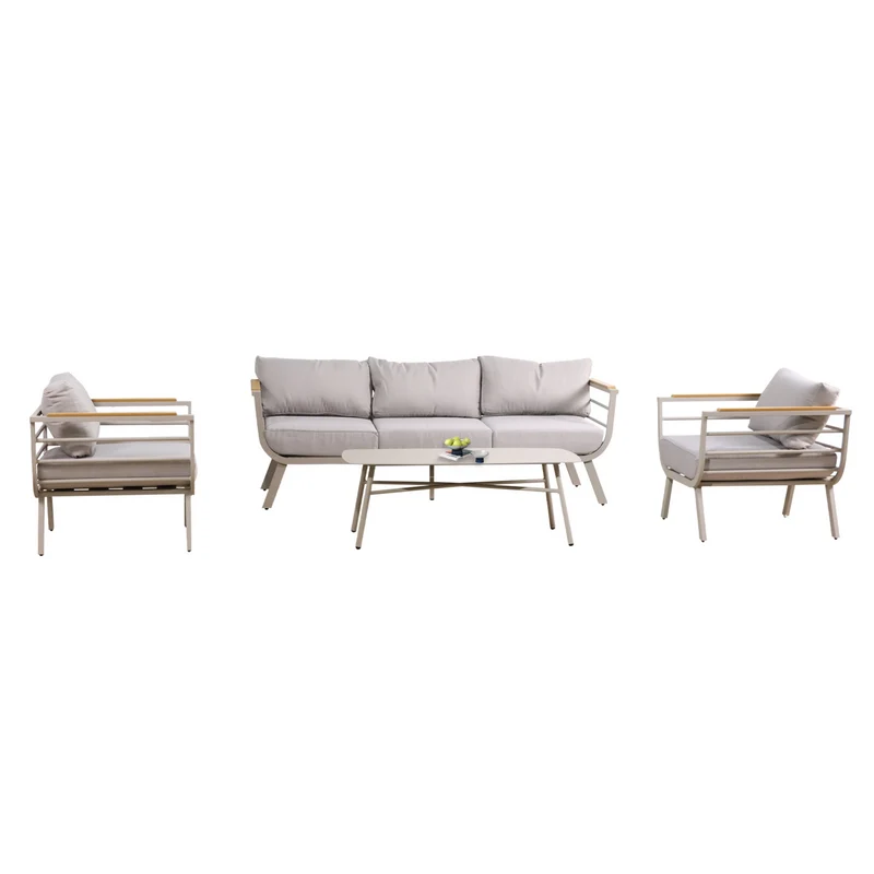 York stoel-bank loungeset 4-delig aluminium