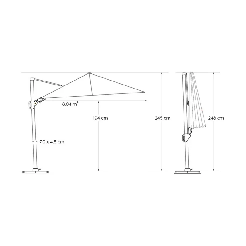 Platinum Sun & Shade zweefparasol Voyager T² premium 270x270 Faded black.