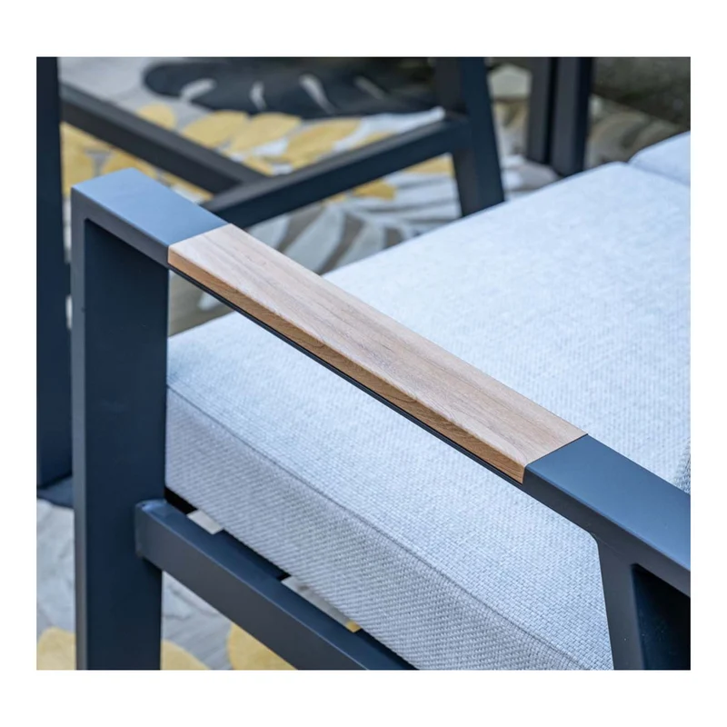 Elati lounge-dining hoekset - 5-delig - carbon black - valley sand - light teaklook