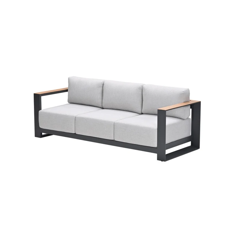 Levanto driezits loungebank - carbon black - valley sand light teaklook