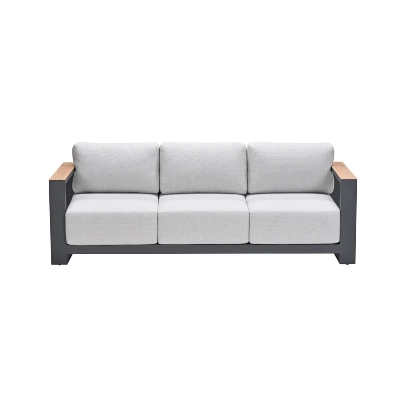 Levanto driezits loungebank - carbon black - valley sand light teaklook