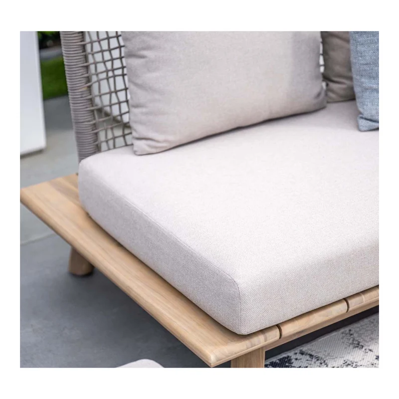 Lunar tweezitsbank tuinbank - acaciahout met white wash - rope taupe - grey sand