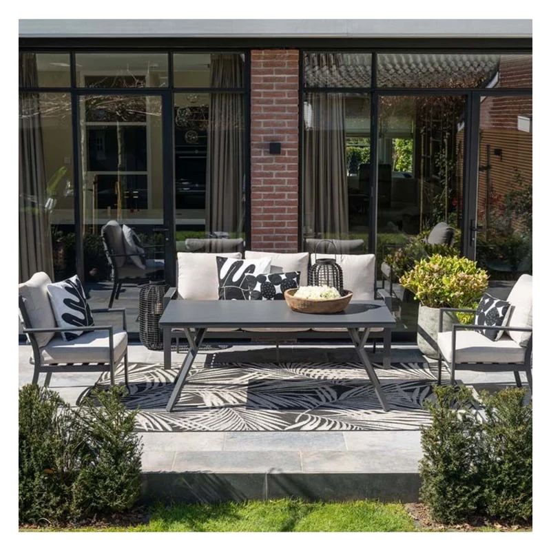 Sergio lounge dining sofa set - 4-delig - carbon black - desert sand