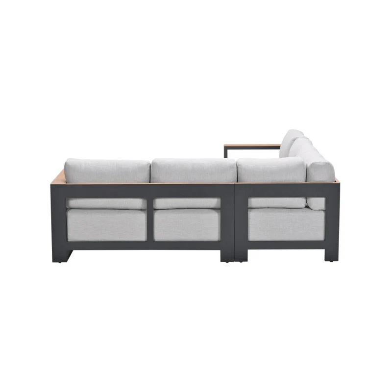Levanto hoek loungeset - 3-delig - carbon black - valley sand - light teaklook