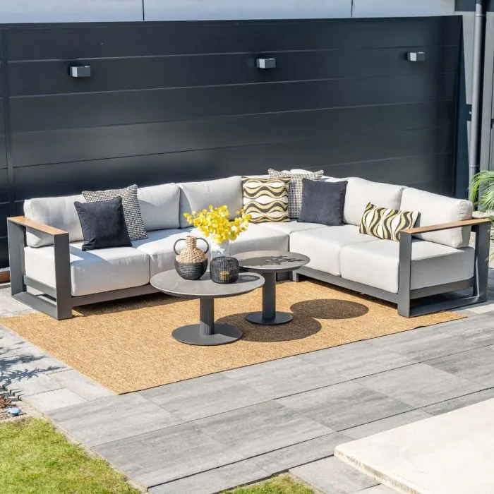 Garden Impressions Nice lounge tafel Ø60xH45 cm carbon black Centostone Napoli sand