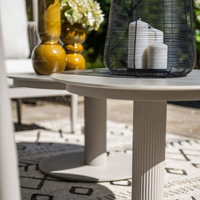 Garden Impressions Nice lounge tafel Ø80xH40 cm taupe Centostone Napoli sand