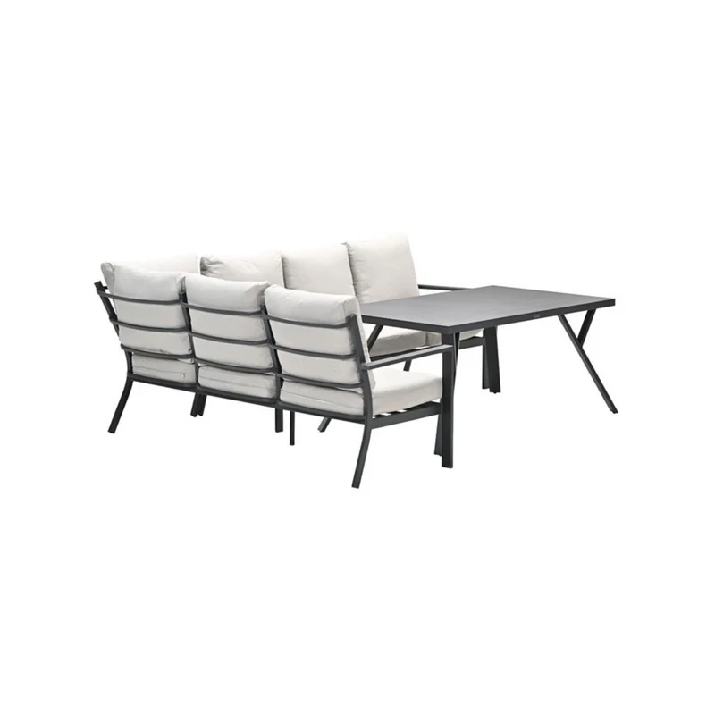 Sergio lounge diningset - 3-delig - links - carbon black - desert sand