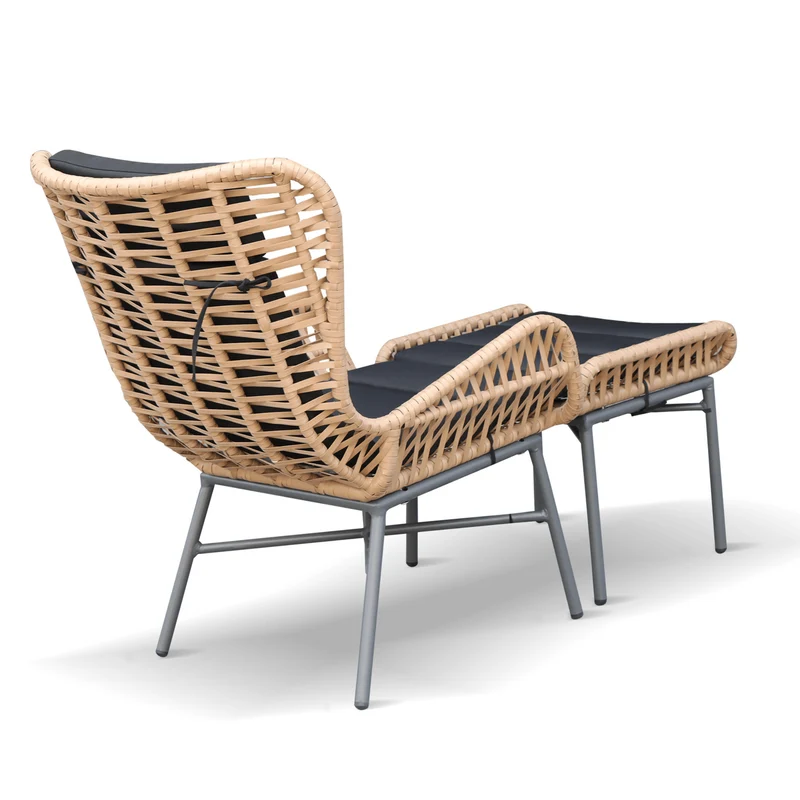Boender Outdoor Sierra loungestoel met voetenbank | wicker + aluminium | Bamboe antraciet