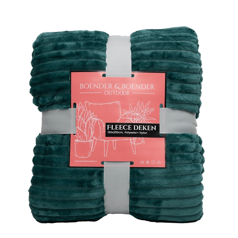 Boender Outdoor Fleece deken - fleece plaid - Donkerblauw groen - 150x200cm