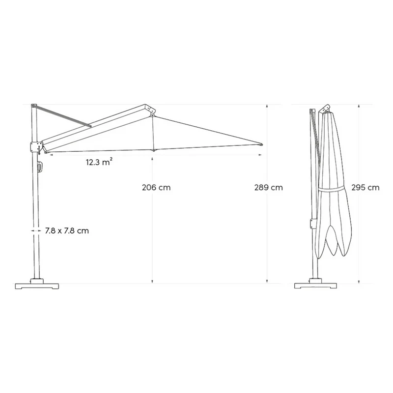 Platinum Sun & Shade zweefparasol Icon Premium 350x350 Manhattan.