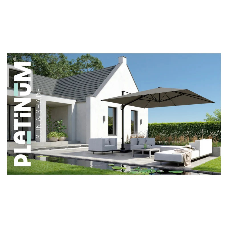 Platinum Sun & Shade zweefparasol Challenger T¹ Telescope premium 350x350 Havana.