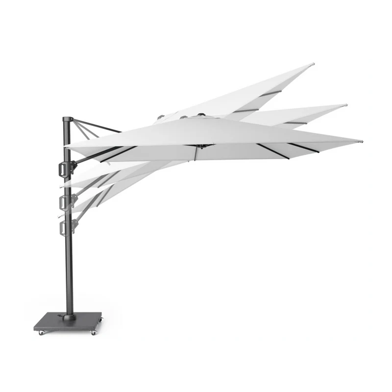 Platinum Sun & Shade zweefparasol Challenger T² Teak look frame, 300x300 Faded black.