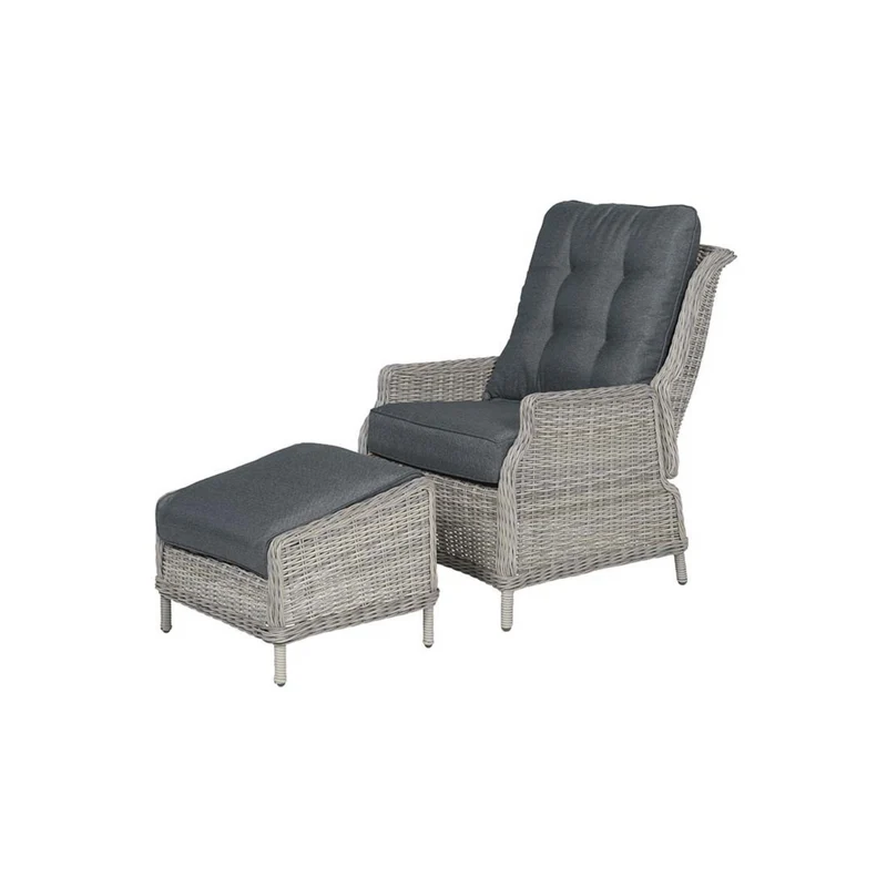 Veracruz verstelbare loungestoel wicker inclusief voetenbank - vintage willow