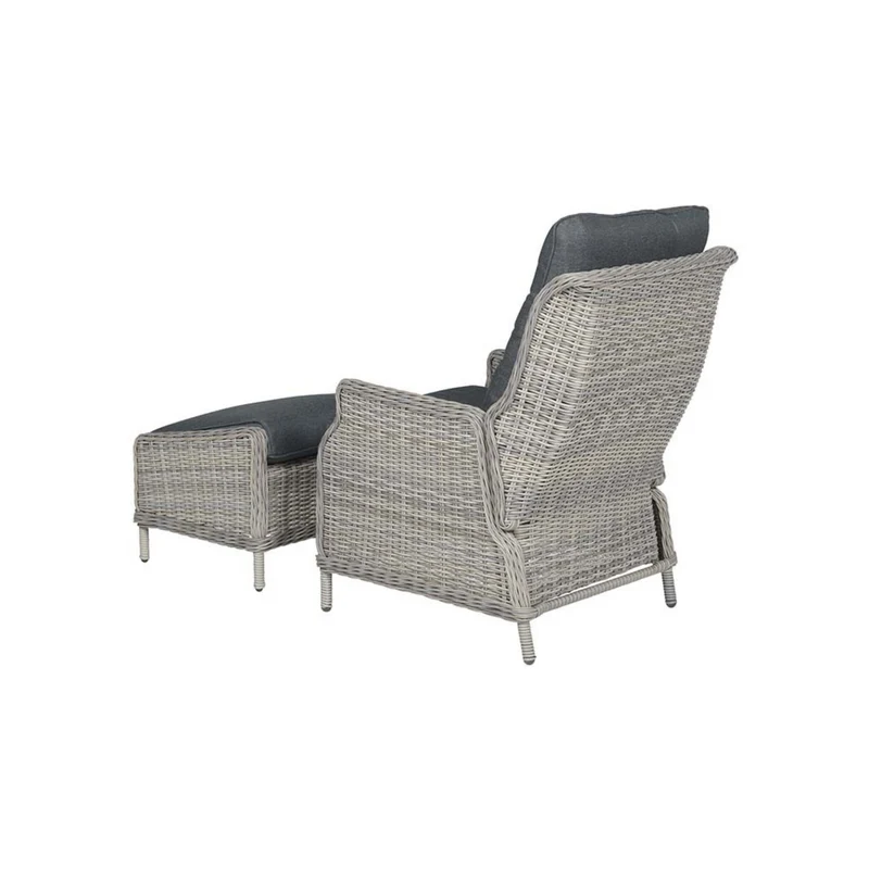 Veracruz verstelbare loungestoel wicker inclusief voetenbank - vintage willow