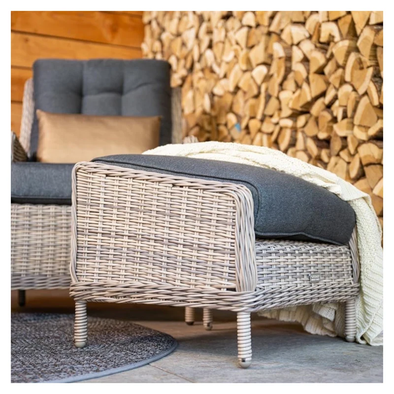 Veracruz verstelbare loungestoel wicker inclusief voetenbank - vintage willow