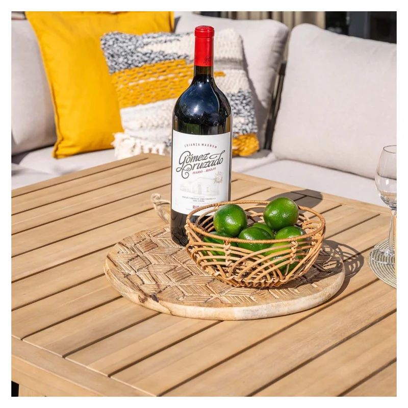 Garden Impressions Santos lounge diningset - 5-delig - rechts acacia white wash - rope taupe - grey sand