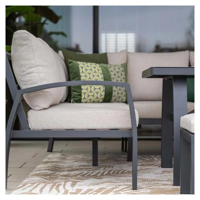 Garden Impressions Vasano lounge dining hoekset - 4-delig - carbon black - desert sand - slate grey keramisch glas