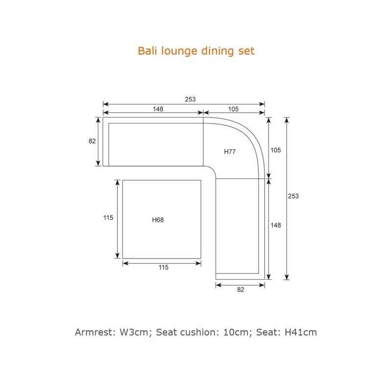 Garden Impressions Bali lounge diningset 4-delig grijs rotan