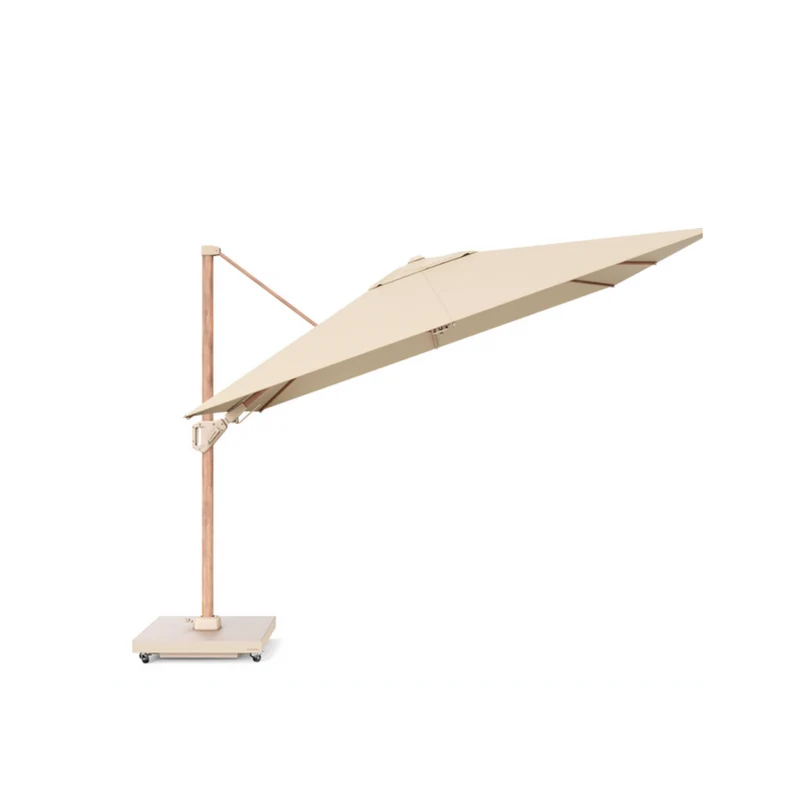 Platinum Sun & Shade zweefparasol Challenger T¹ Teak look frame, 400x300 Champagne