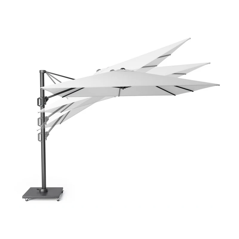 Platinum Sun & Shade zweefparasol Challenger T² Teak look frame, 300x300 Champagne.