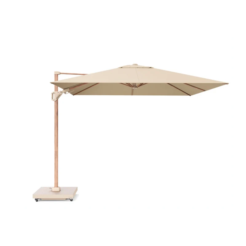 Platinum Sun & Shade zweefparasol Challenger T² Teak look frame, 300x300 Champagne.
