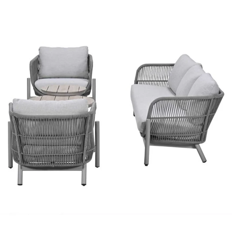 Garden Impressions Catanzaro loungeset 3-delig taupe rope grijs zand valley sand