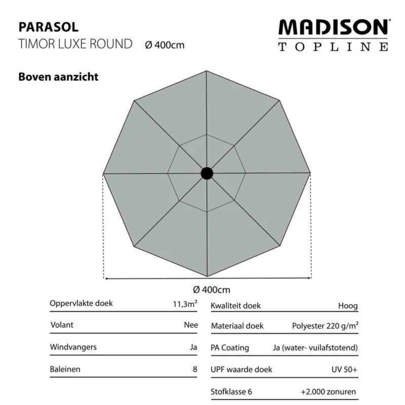 Madison Parasol Timor luxe 400cm Safier blue