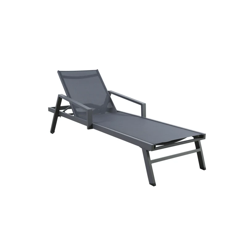 Boender Outdoor textileen ligbed tuin met wielen antraciet