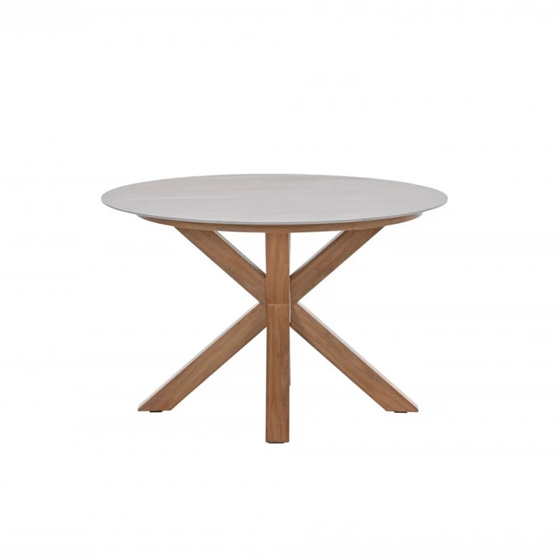 Ronde tuintafel lowland - Ø120 cm - light teaklook - Centostone Napoli sand