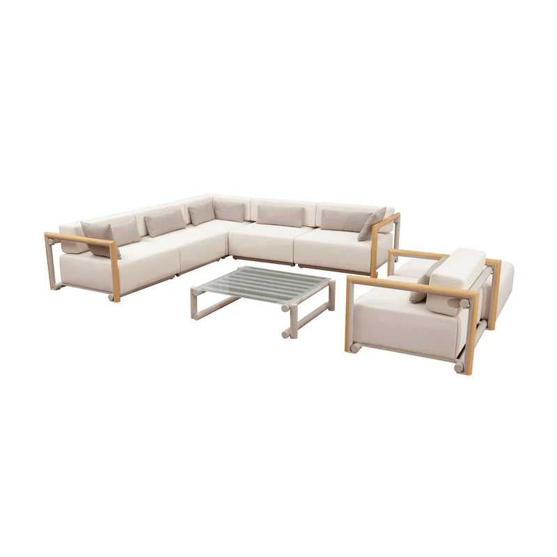 Boender Outdoor hoek loungeset all-weather aluminium 7-delig beige