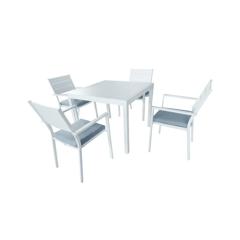 Boender Outdoor Tuinset 5-delig met kussens diningset wit