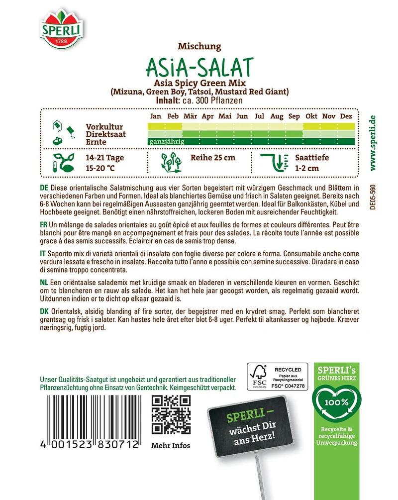 SPERLI Asia-Salat-Samen 'Spicy Green Mix'