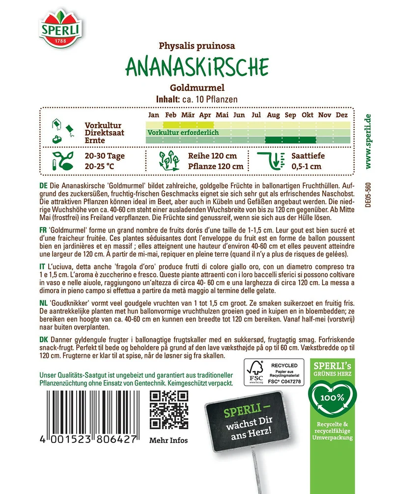 SPERLI Ananaskirschen-Samen 'Goldmurmel'