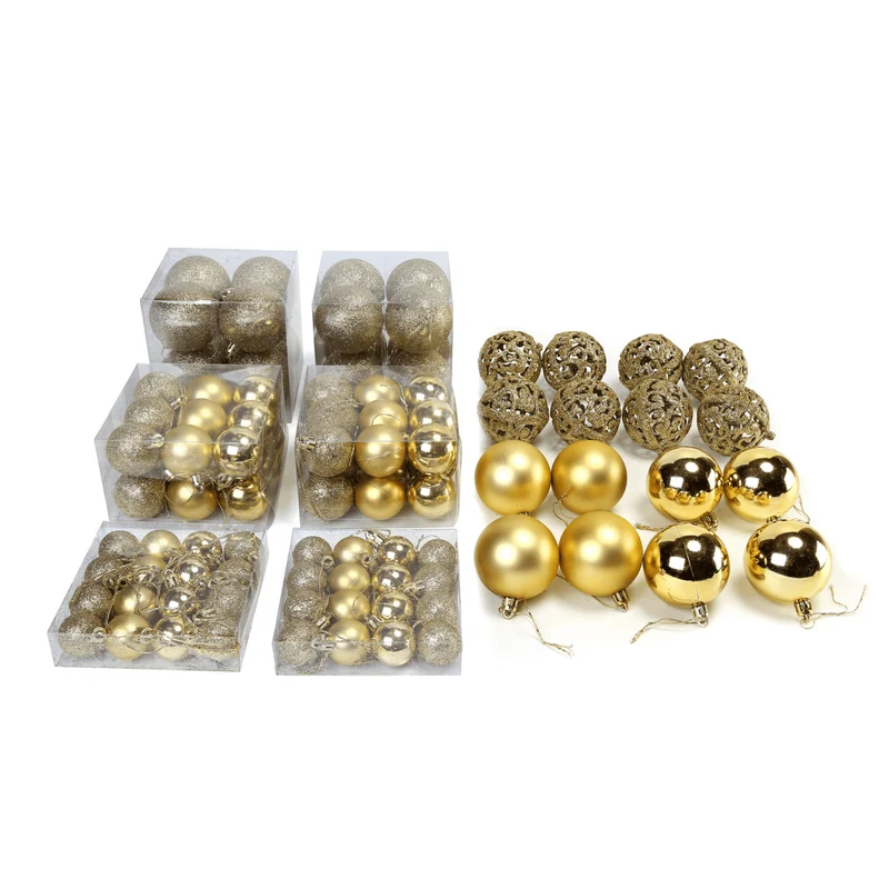 Kerstballen set Goud - 100 Kerstballen met verschillende afwerkingen