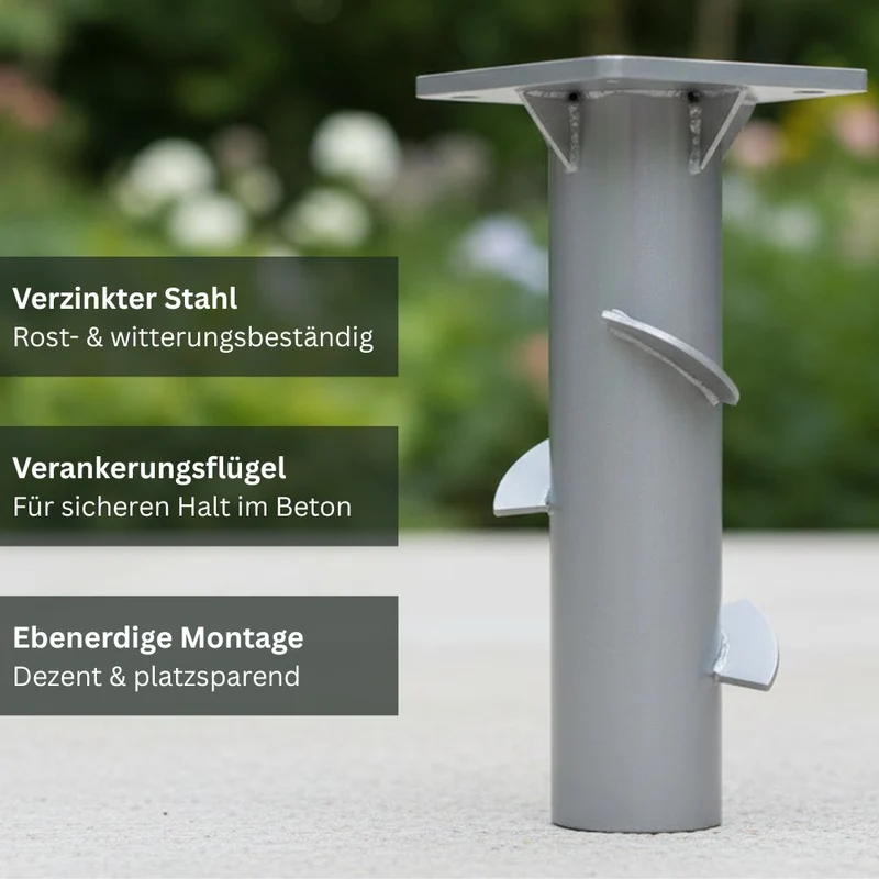Bodenhülse zum Einbetonieren für Sonnenschirme