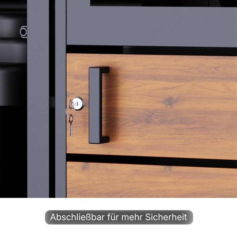 Mülltonnenbox Verkleidung 2er Anthrazit / Holzoptik V2