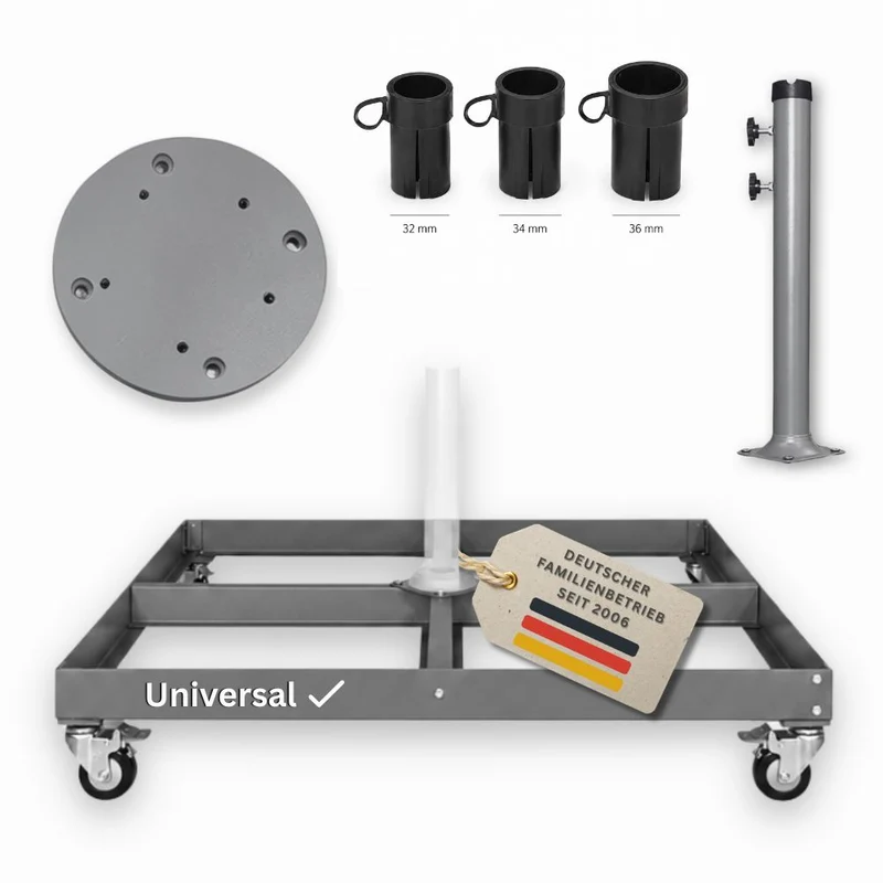 Universal Sonnenschirmständer rollbar für Ampel-, Mittelstock- & Marktschirme