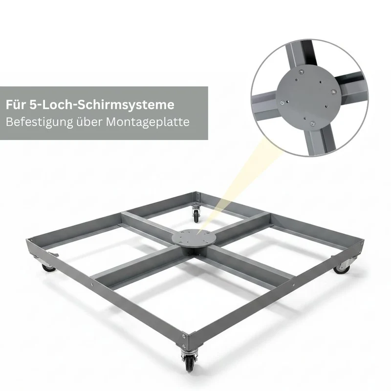 Universal Sonnenschirmständer rollbar für Ampel-, Mittelstock- & Marktschirme