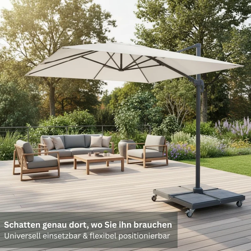 Universal Sonnenschirmständer rollbar für Ampel-, Mittelstock- & Marktschirme