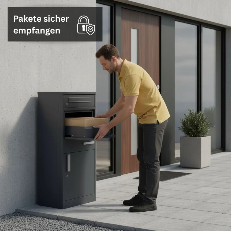 Paketbriefkasten für Briefe & Pakete Anthrazit