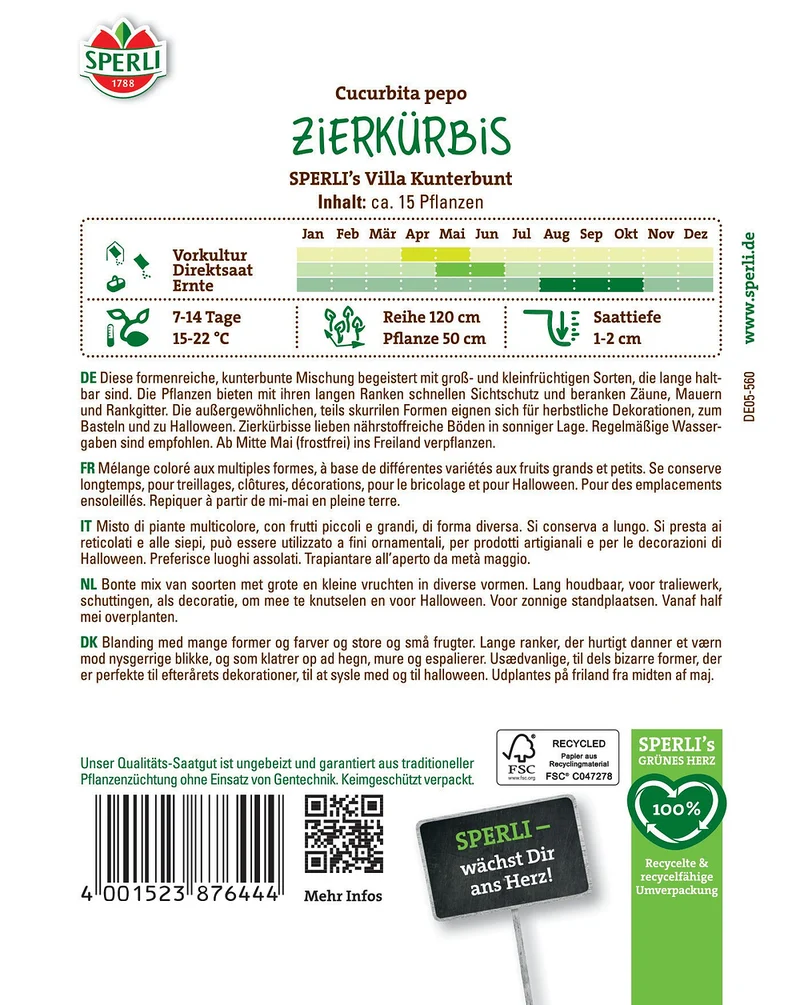 SPERLI Zierkürbis-Samen 'Villa Kunterbunt'