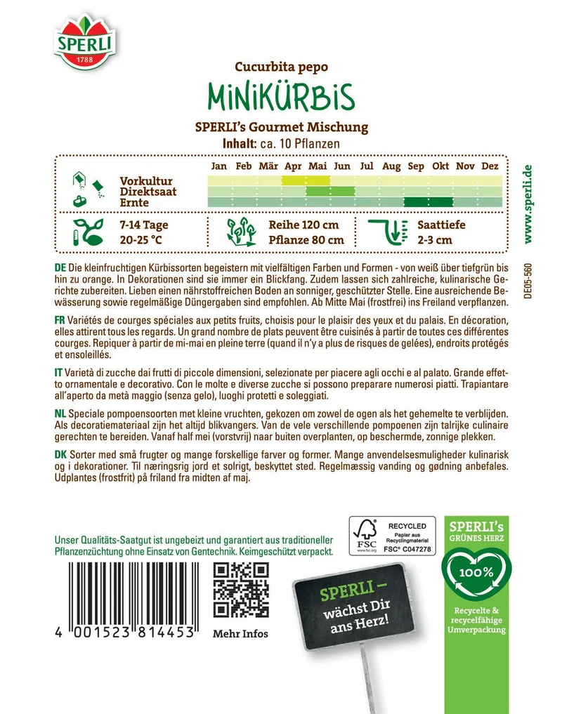 SPERLI Minikürbis-Samen "Gourmet Mischung"