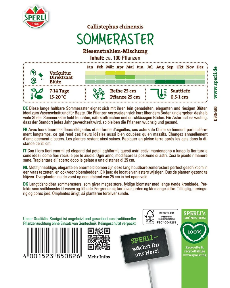 SPERLI Sommeraster-Samen "Riesenstrahlen-Mischung"