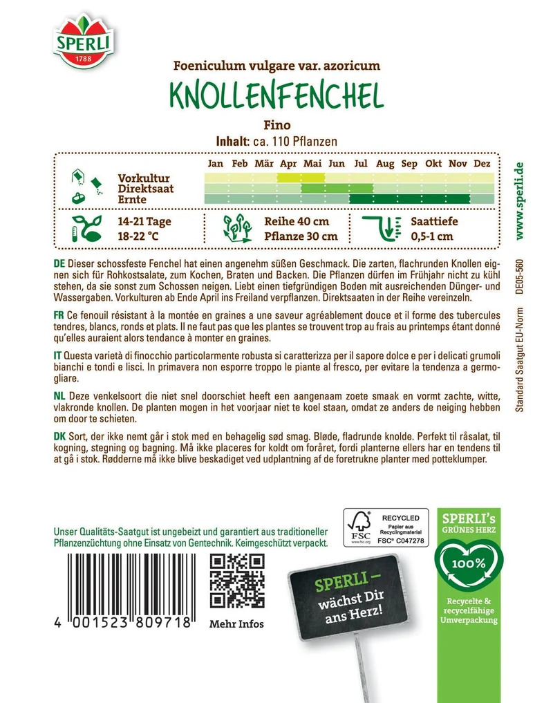SPERLI Knollenfenchel-Samen 'Fino'