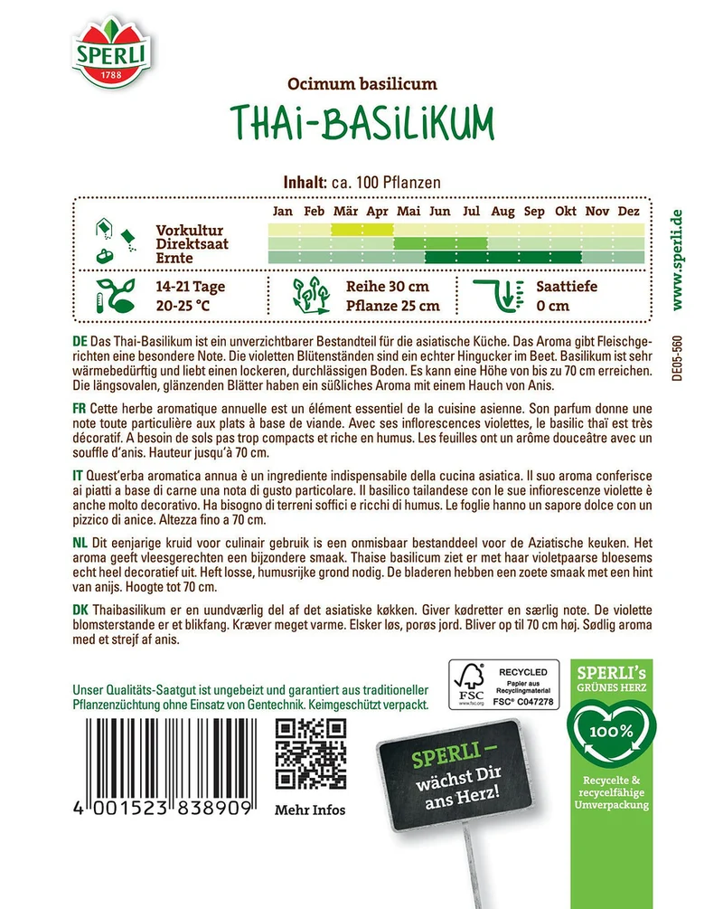 SPERLI Thai-Basilikum-Samen