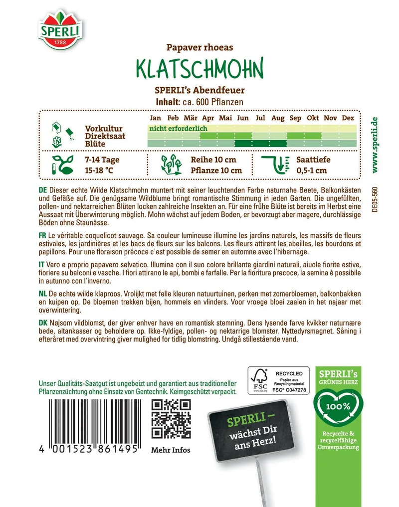 SPERLI Klatschmohn-Samen 'Abendfeuer'