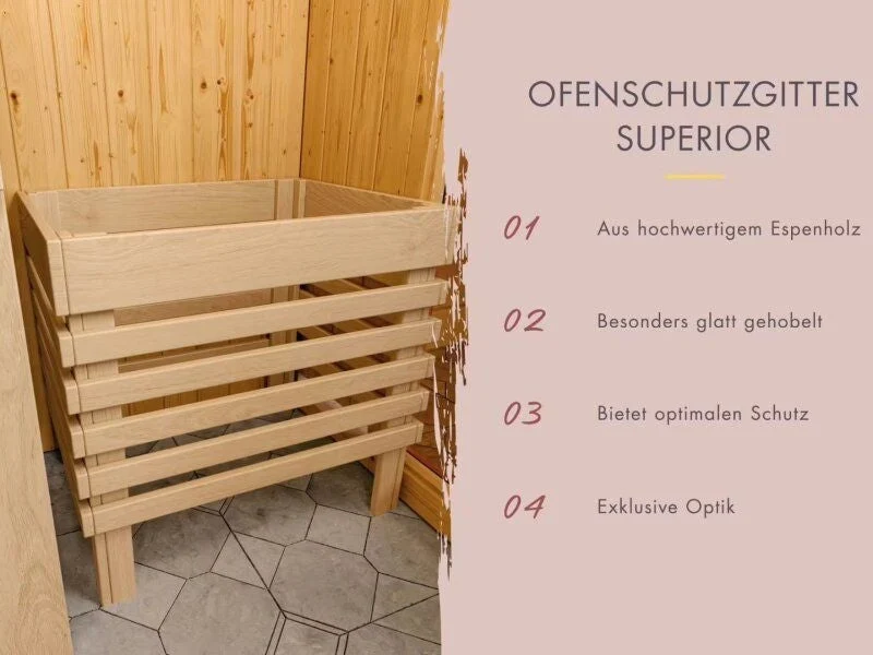 Amara - Karibu Sauna inkl. 9-kW-Bioofen - mit Dachkranz -