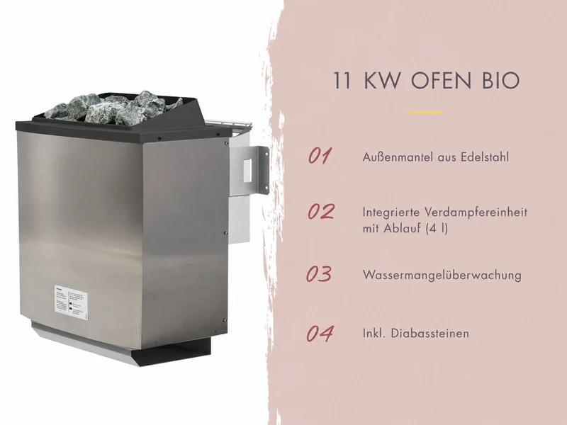 Karibu 11,0 kW Biokombiofen, für externe Steuerung inkl. Steine