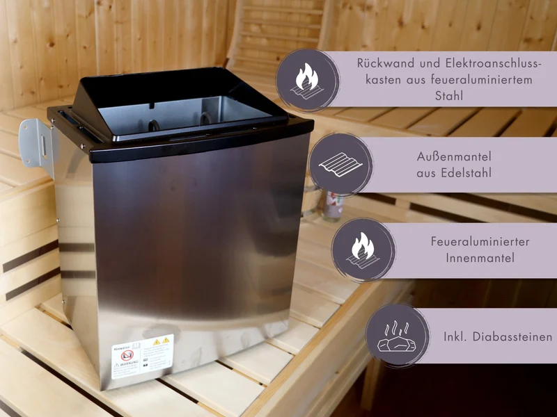 Karibu 11,0 kW Saunaofen Finnisch, für externe Steuerung inkl. Steine